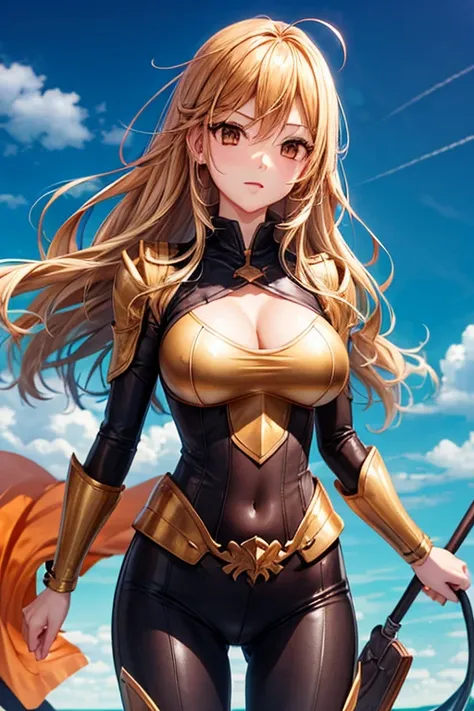 big breasts, high quality, golden armor