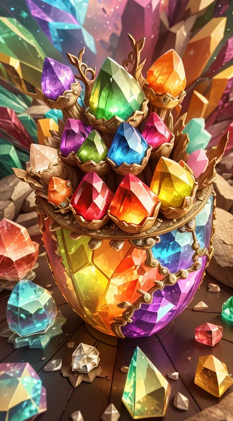 wonderful art beautiful minerals, Rainbow crystals, ultra - detailed,  world in a bottle，Light up colorful diamonds，jewely，crystal，shine，metallic  luster，Glaze color，a fairy world，incredible lighting, ultra - detailed, 8K, Unreal Engine5, a 3D render