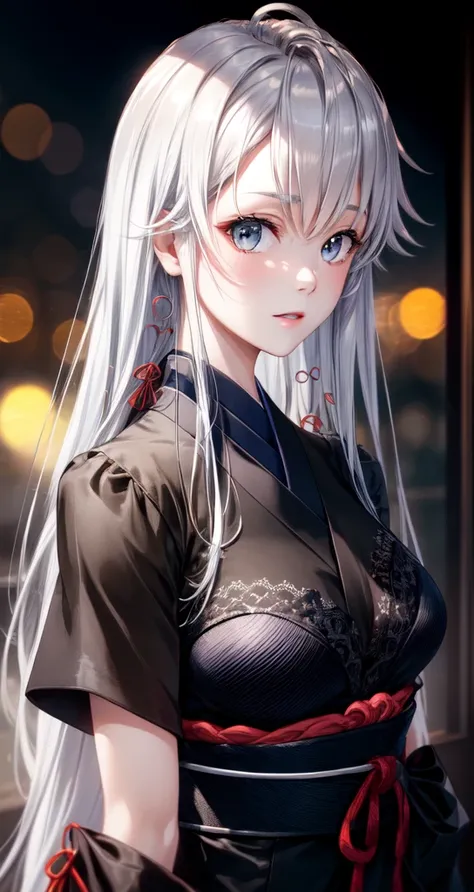 hair ornament, jet black very long hair, japanese clothes, professional artwork, Intricate Details, field of view, sharp focus, detailed painting, photorealistic lighting, trending on pixiv, Standing at attention, ((large breasts:1,3)), Beautiful body,Beau...