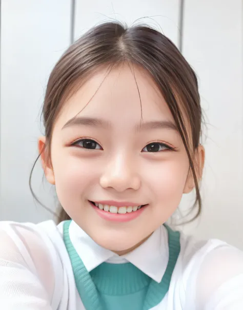 14 year old, Korean Girl, students, A dark-haired, Sorrisos, sweet smile