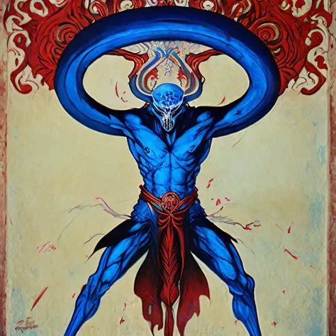 male djinn man demon hybrid, fit male demon with white horns, dagoth seu, demonic creature, djinn man male demon, arte conceitua...