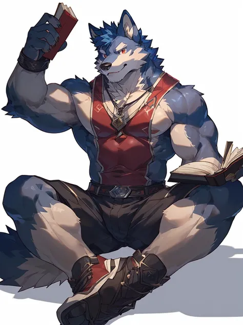 (furry art, uploaded on e621: 1.4), (1boy:1.5), (solo_focus:1.2),(crossed legs: 1.2), (foot fetish: (male focus:1.25), (wolf boy, canid, wolf: 1.1), nasus, white background, flat color, full body, game cg, anthro, 5 fingers, grey fur, muscular, muscular an...