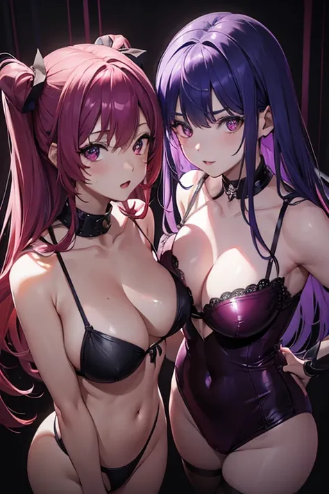 2girls, hot, purple hair, red eyes, NSFW, fucking, high res, ultrasharp, 8K, masterpiece, looking at viewer