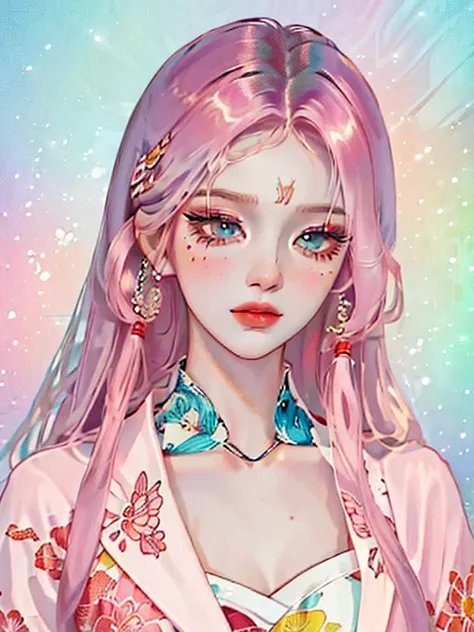 tmasterpiece, Best quality at best, , Full body photo, Fashionable clothing in ╳╳╳ style, Bold colors and patterns, eye-catching accessories, Stylish and innovative hairstyle, Vibrant makeup, Bright and vivid color scheme, Japanese cartoon, illustratio, De...