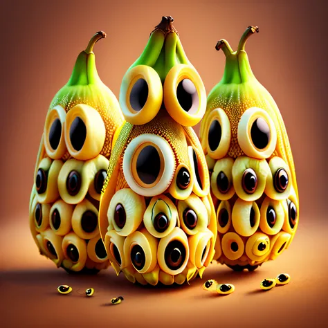 Bananas covered with eyes，Has legs