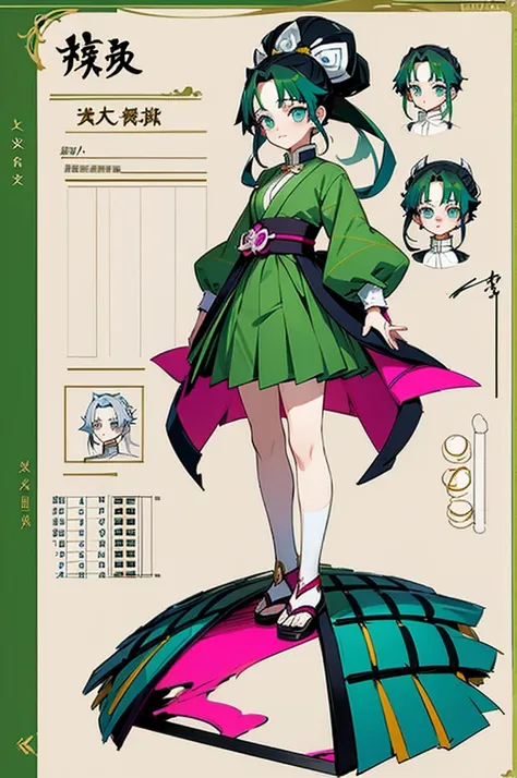 1Woman, Character Sheet, Concept art, full - body,  The woman, (kimetsu no yaiba)