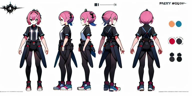 1 young girl, Character Sheet, Concept art, full - body, (Masterpiece: 1.2), (Best Quality: 1.3), 1 girl, Standing, punk, Cute, pretty, technique, future