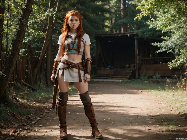 aloy cosplay, red hair, full body