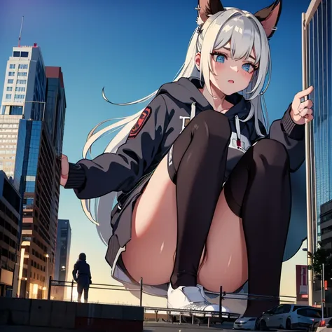 Giantess, huge, in city, Billie Eilish, huge giantess, city, giantess in city