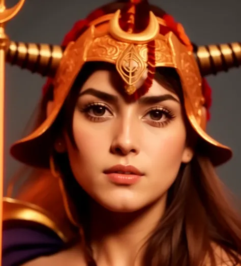 French and German woman，Horns，Wearing a horned headdress，Sword in hand, Wear a helmet with horns, Portrait of a modern Darna, portrait of a scorpion goddess, Salma Hayek as Barbarian, avatar images, Dōjinga, annabeth chase, Maya Ali as D&d mage, has horns ...