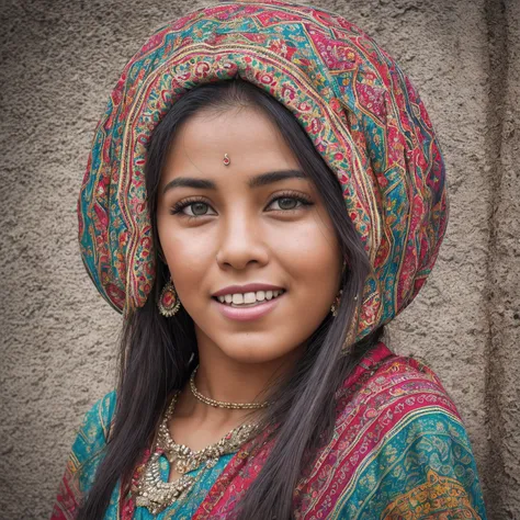 Un impactante retrato del rostro de una mujer palenquera colombiana. This is an image inspired by documentary photography, capturar la riqueza cultural y la autenticidad del tema. El medio ambiente/El fondo debe ser las vibrantes calles de Palenque, Colomb...