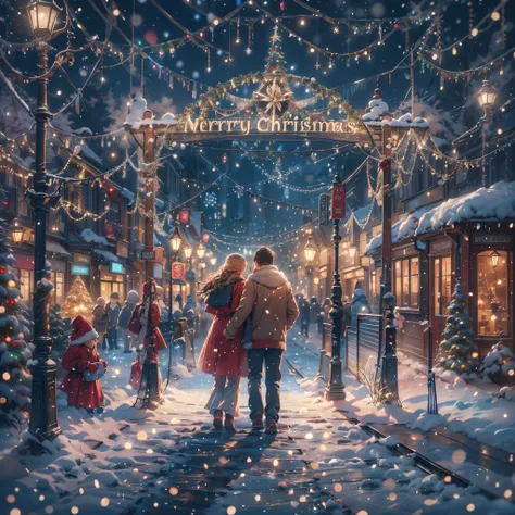 "a peaceful night of december with sparkling illuminations, a lively dancing street that everyone falls in love with, hurriedly ...