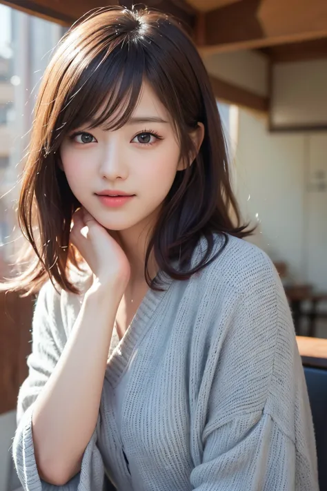 ​masterpiece, The highest image quality, hightquality, beautiful a girl, japanes, Japan schoolgirl, Popular Korean Makeup,Winter clothes、 detaileds, Swollen eyes, A detailed eye, Detailed skin, Beautiful skins, 超A high resolution, (现实:1.4), very extremely ...