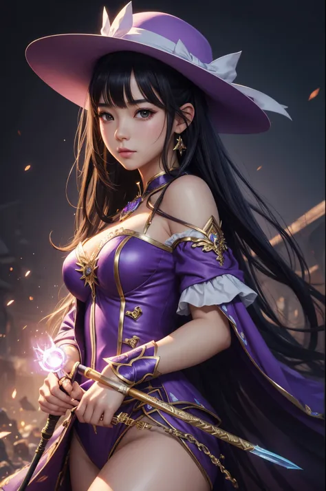 8K,Lolita girl,Arafed woman in purple costume and hat holding magic wand, very detailed Artgerm, ig model | ArtGerm, Style ArtGerm, style of artgerm, fanart best artstation, ! Dream ArtGerm, artgerm lau, Concept art | ArtGerm, cushart krenz key art feminin...