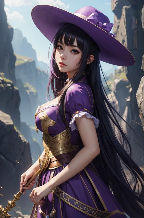 8K,Lolita girl,Arafed woman in purple costume and hat holding magic wand, very detailed Artgerm, ig model | ArtGerm, Style ArtGerm, style of artgerm, fanart best artstation, ! Dream ArtGerm, artgerm lau, Concept art | ArtGerm, cushart krenz key art feminin...