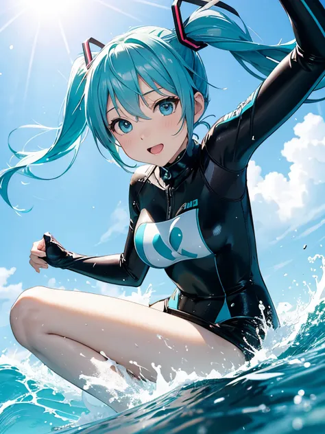 miku hatsune,Beautiful breasts,wet suit,Diving