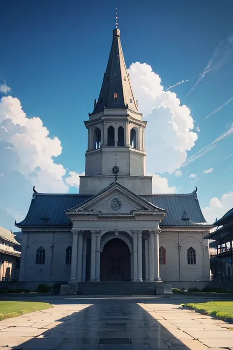 There&#39;s a bell tower there，There  a clock on it, screenshot from the anime film, Screenshot of the 2012 animation, a temple background, anime movie screenshot, Opening scene, Kuro anime screenshots, Today’s recommended anime  still, Atmospheric establi...