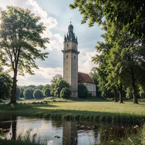 masterpiece, best quality, ultra-detailed, (natural light), (natural background:0.8| nature), czech republic, greenery, sunny, summer, photo on instagram, rain, monuments