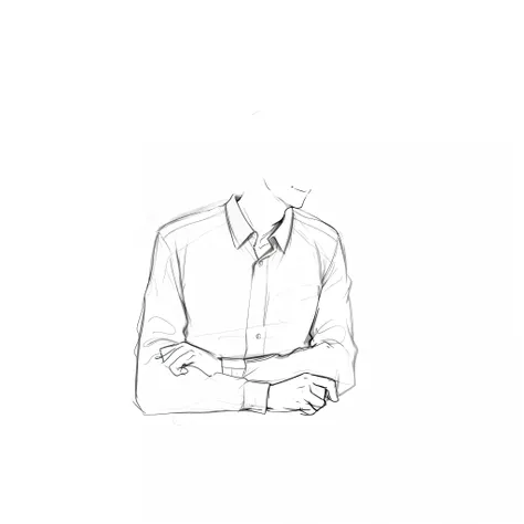 SKETCH OF a man in a shirt with his arms crossed,