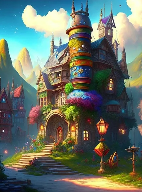 Fantasy Art Rainbow Fantasy Town