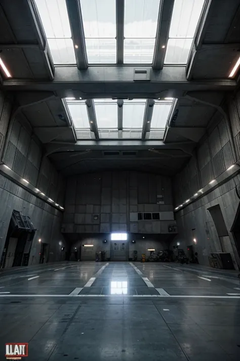 star wars huge hangar bay with spaceship docked inside