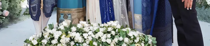 there are many different types of dresses on display in a store, details galore, close up details, detail shots, foreground background, backdrop, multiple details, close up shots, mid-shot, mid - shot, beautiful surroundings, low detail, very details, blue...