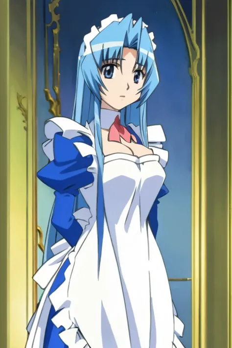 2d, masterpiece, best quality, anime, highly detailed background, perfect lighting, (beautiful, best quality:1.1), masterpiece, perfect eyeeautiful), (erotic:1.2)
1girl, cleavage, (frills:1. 2), (maid dress:1.2), (big top sleeves:1.3), (maid apron:1.3),
ma...