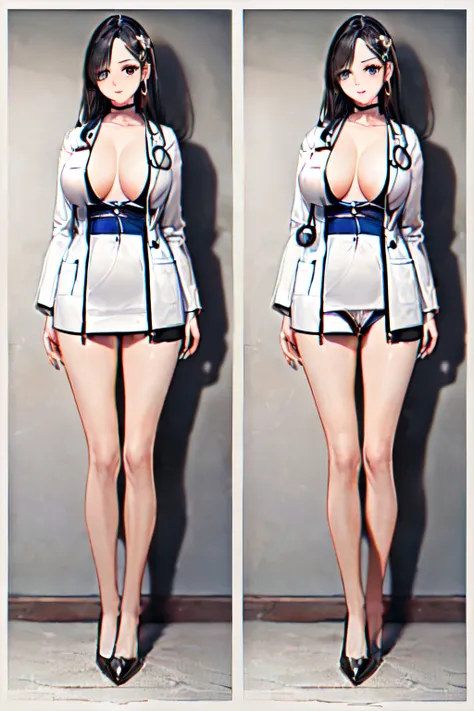 ((Beth photorealistic beautiful doctor、stunningly beautiful、doctors white coat, Doctor Fashion、(top-quality、8K、32K、​masterpiece、nffsw:1.3)、超A high resolution,(Photorealsitic:1.4),Raw photography, Detailed face,,Beautiful long hair, ((Doctor Style)), , tigh...