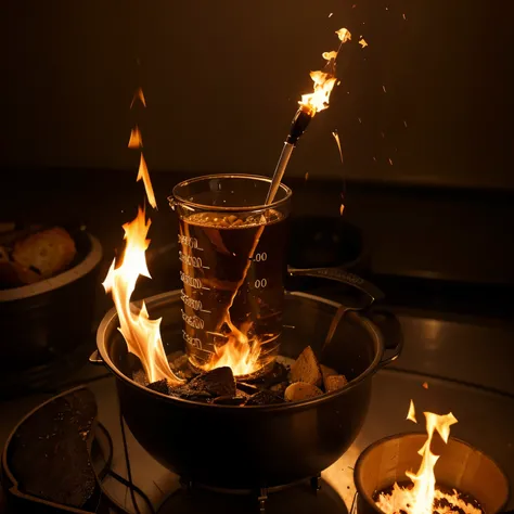 •I burn 200 grams of food capturing the energy released in 1000 grams of water located in a beaker directly above the flame resulting in a temperature increase of 500 degrees Celsius.