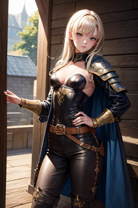 young teen girl, medieval hunter, long pants, boots, coat , hunting gear and accesories,, sexi, small breasts, , highly detailed, vibrant appearance, creative behavior, extremly detailed, imaginative, sensual, spontaneous, highest quality, skin texture, in...