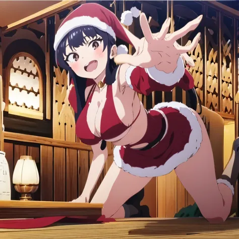 masutepiece, of the highest quality, bewitching poses, Full body wide angle, Smile,santa costume、a miniskirt、The bikini