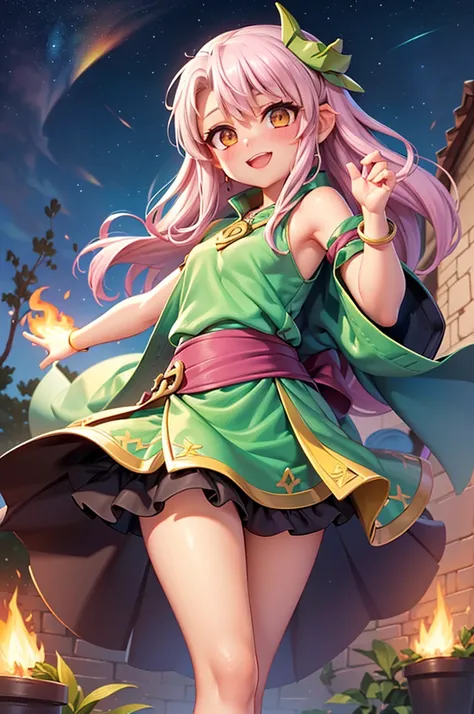 illustration, 1girl, ((((tiki (fire emblem) )))), ((((chloe von einzbern)))), (((manakete))), (((pink hair))), (((fusion))), (((...