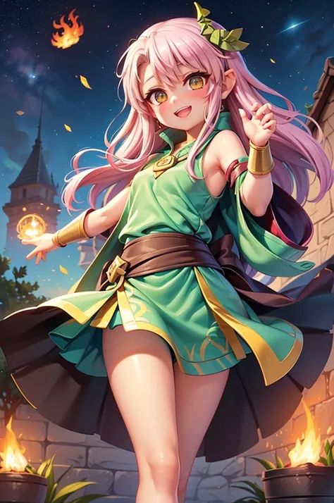 illustration, 1girl, ((((tiki (fire emblem) )))), ((((chloe von einzbern)))), (((manakete))), (((pink hair))), (((fusion))), (((...