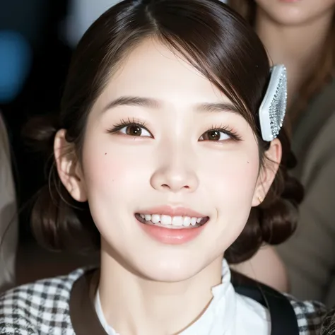 araffed asian woman with a hair clip smiling at the camera, young adorable korean face, wan adorable korean face, beautiful young korean woman, bae suzy, popular south korean makeup, beautiful south korean woman, with cute - fine - face, gorgeous young kor...