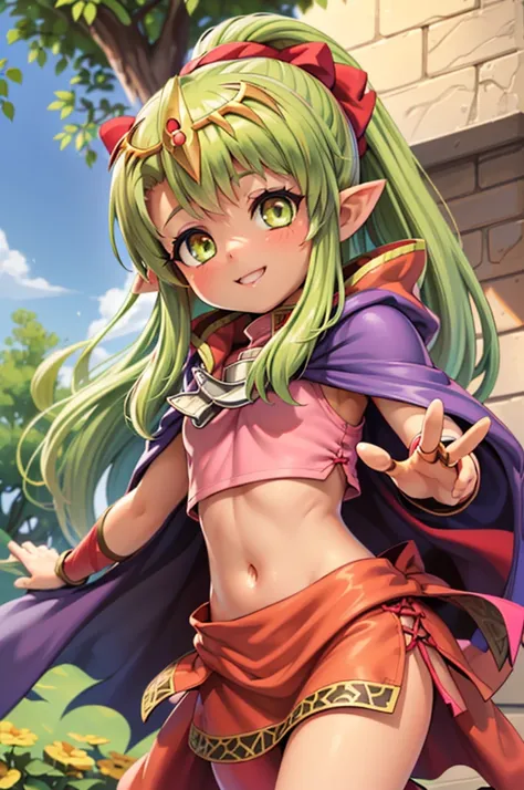 illustration, ((((1girl)))), ((((tiki (fire emblem) )))), ((((chloe von einzbern)))), (((manakete))), (((pink hair))), (((fusion...