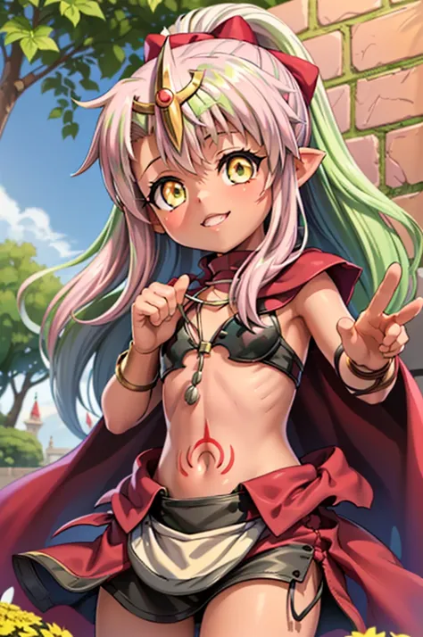 illustration, ((((1girl)))), ((((tiki (fire emblem) )))), ((((chloe von einzbern)))), (((manakete))), (((pink hair))), (((fusion...