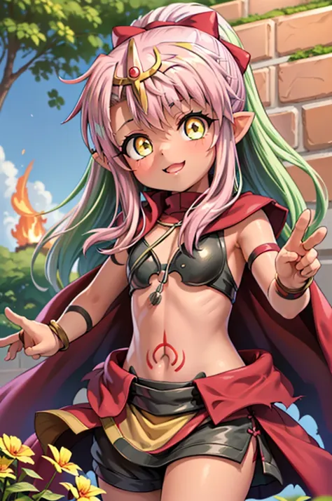 illustration, ((((1girl)))), ((((tiki (fire emblem) )))), ((((chloe von einzbern)))), (((manakete))), (((pink hair))), (((fusion...