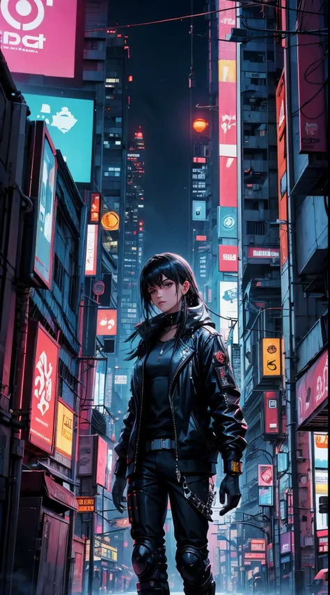 cidade grande futurista no litoral, (cyberpunk), brilhante, noite, detalhado