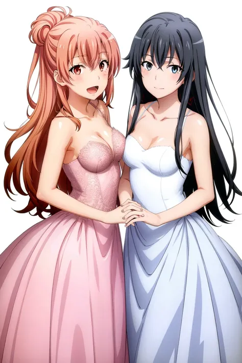 2girls , Yukinoshita Yukino, Yuigahama Yui, Yukino in tuxedo, Yukinoshita holds her wife Yuigahama Yui in wedding Dress