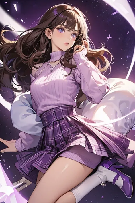 Lilac is a teenage girl with a tall and thin build, being the tallest student so far. Her skin is a deep tan and she has long, wavy dark violet hair. She also has light violet eyes with light purple and lilac eyeshadow. She also has thin warm brown eyebrow...