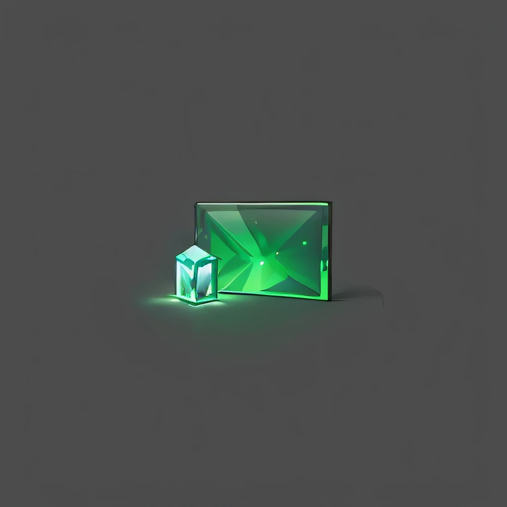 Exquisite，Glass texture，Game icon resources, game assets, green bioluminescent chrometype, High quality 3D models, （（tmasterpiece，Best quality）），（8K，Best quality，tmasterpiece：1.2），Deep dark background