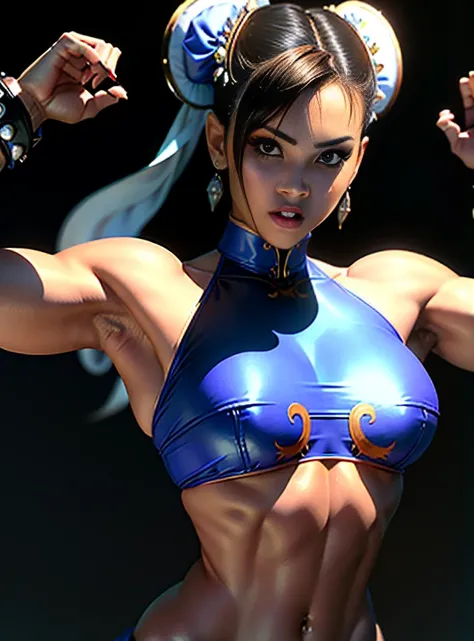 ((best quality)), ((master part)), ((Realistic)) foto corpo enteiro, and ultra-detailed photograph of a girl with gothic colors. Chun- li， ((Chun- li)), Vestido em (micro-fio dental preto pequeno, motivo micro-bikintar preto ) , ((Beautiful and Aesthetic))...