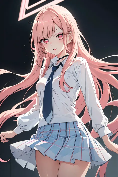 +++ extremely quality extremely detailed absurdres high resolution, contrapposto glow shine like opal animeted ++ Faint lips,UC:realistic cute anime face cinematic angle Girl at the front single focus dynamic pose Kitagawa Marin, 1girl medium breasts, (rou...