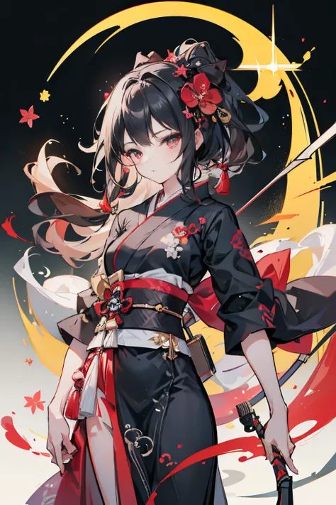 {{flat_style}},{_color star piece}}},{katsushika_hokusai},long_hair,hair_flower,{{black_hair}},red_most profound_quality}}},kimo...