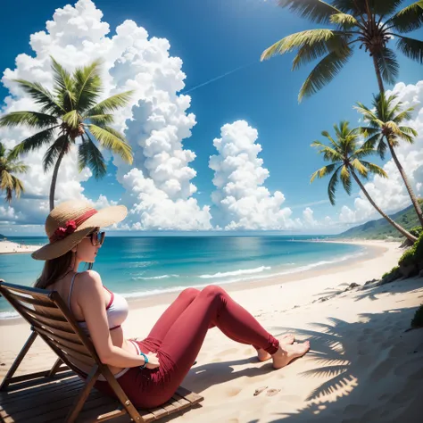 no people, holidaying by the beach, long distance, daytime, hot, clear clouds, happy atmosphere, relaxed atmosphere, hd, high resolution