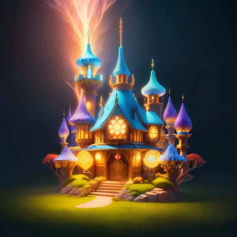 an enchanted magical fungi kingdom, anime style, ultra-detailed, unreal engine, ultra-colorful  hyperrealistic , logo design, cartoon, cinematic lighting effect, charming, 3D vector art, cute and quirky, fantasy art, bokeh, hand-drawn, digital painting, so...