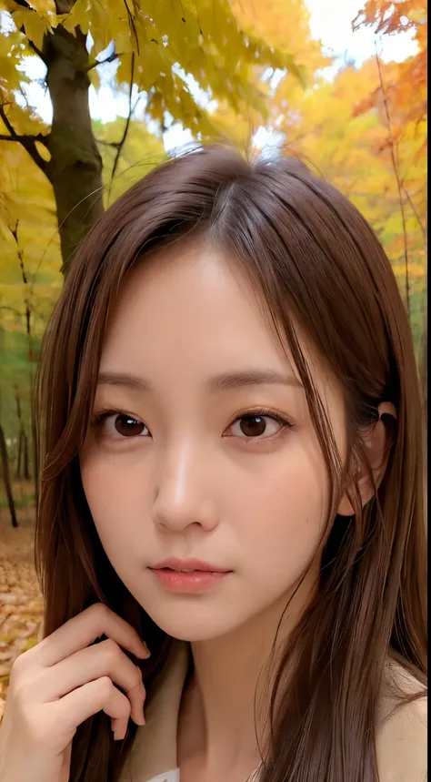 1womanl, (up of face:2.0), light brown hair, Blunt bangs, hair behind ear, hair over shoulder, Long hair, Ultra Fine Face, Thin face, Eyes like delicate lips:1.5), thin blush, eyes are light brown,View here, Ultra-thin hands, Ultra-fine fingers, best ratio...