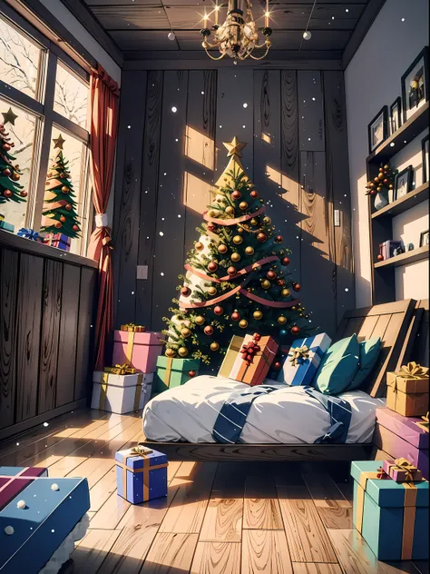 (masterpiece, best quality, close up, interior:1.2), (christmas trees:1.8), (candy canes), ((no human, christmas:1.9)), (((gifts...