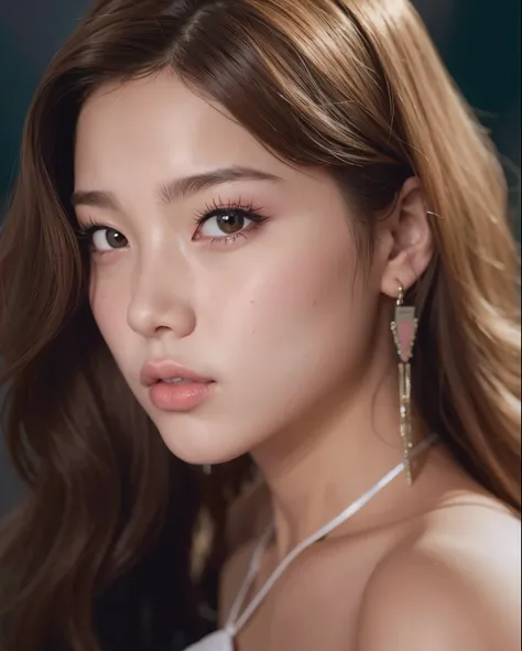 um close up de uma mulher com cabelos longos usando um vestido branco, jennie blackpink, Retrato de Yeji de itzy, maquiagem sul-coreana popular, maquiagem coreana popular, Park Roseanne do Blackpink, jisso do blackpink, tzuyu de duas vezes, Retrato Jisoo B...