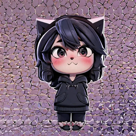 Cute little man in chibi style wearing a black hoodie.